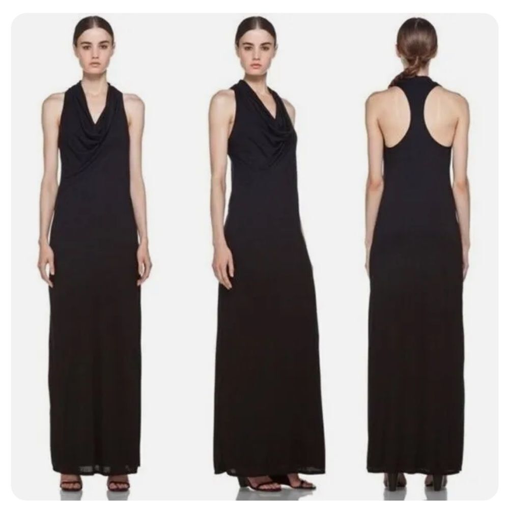 Helmut Lang Kinetic Sleeveless Racerback‎ Cowl Neck Maxi Dress